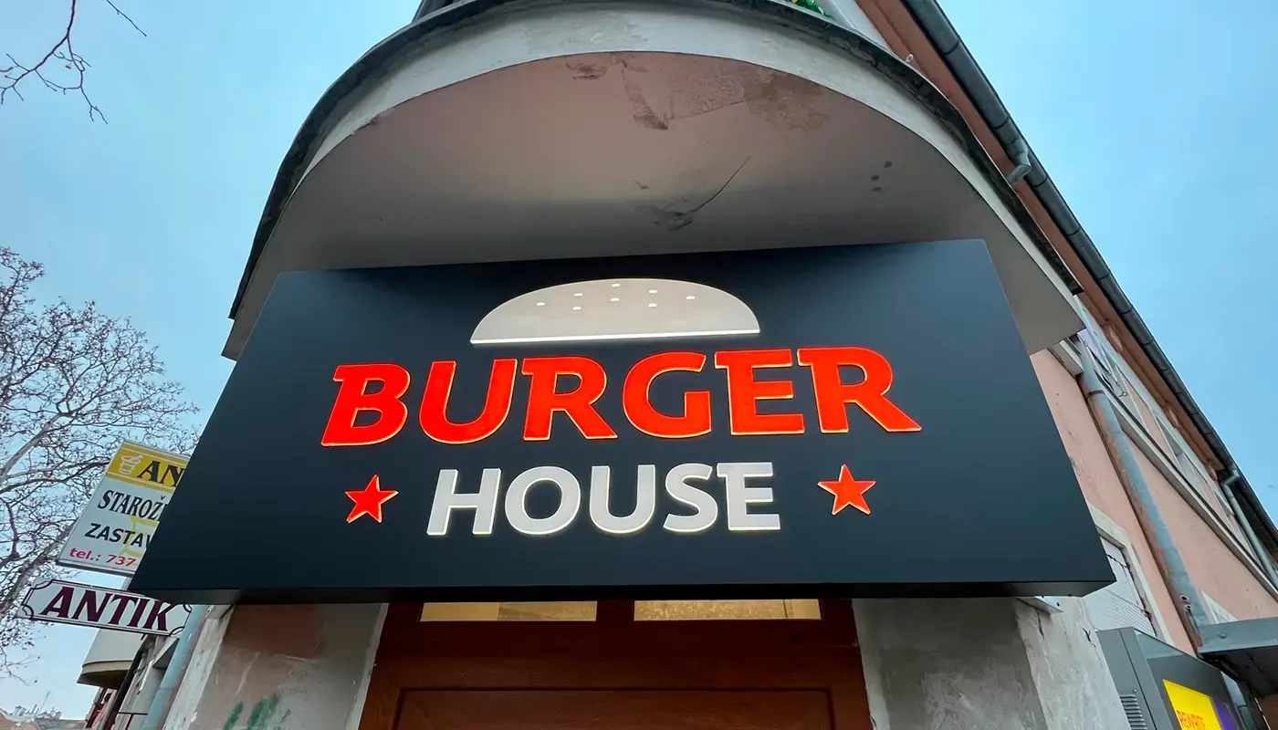 LED světelný reklamní box Burger House